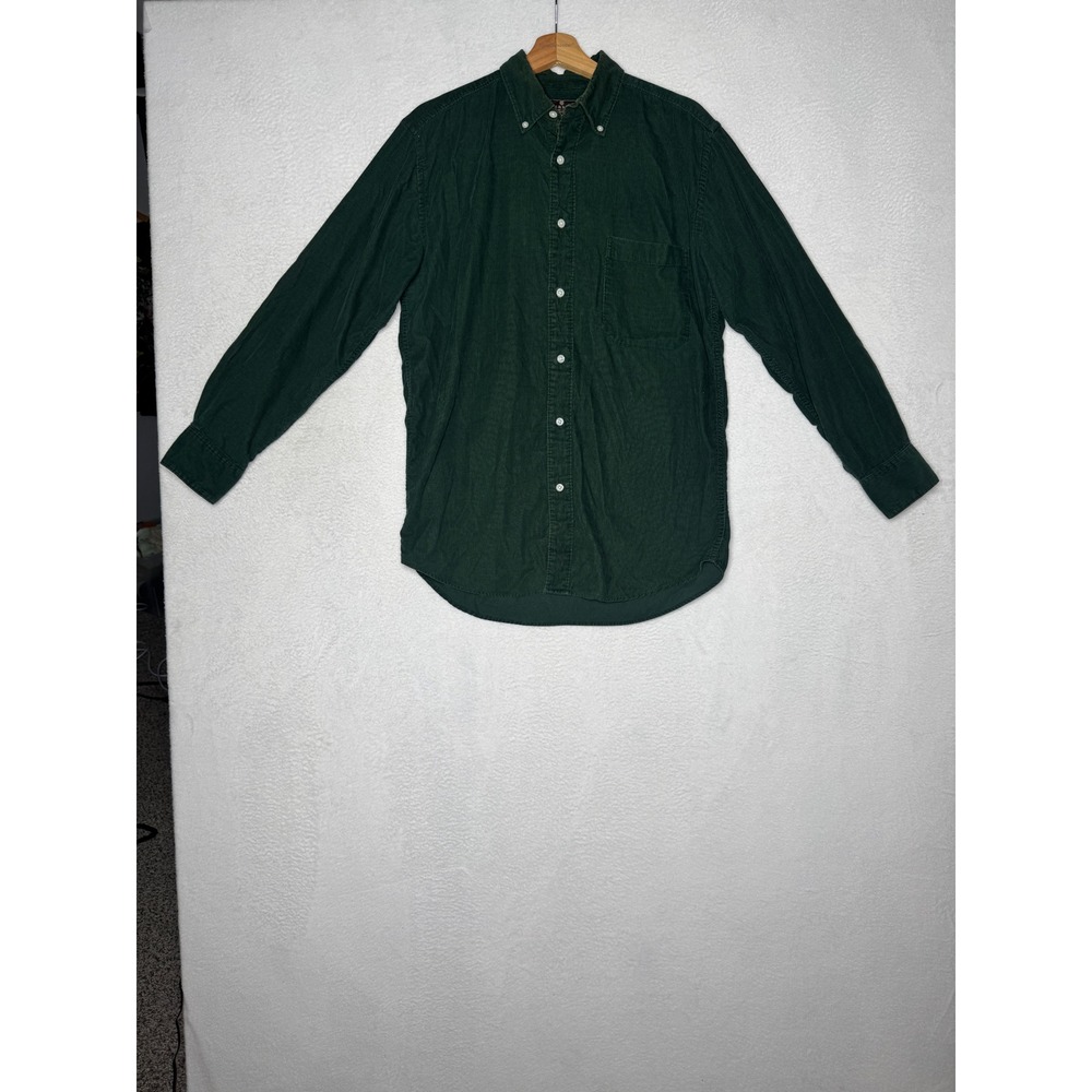 Steve & Barry's Corduroy Button Down‎ Shirt S Green Boys Long Sleeve Top